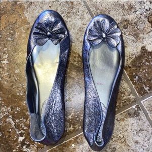metallic silver flats